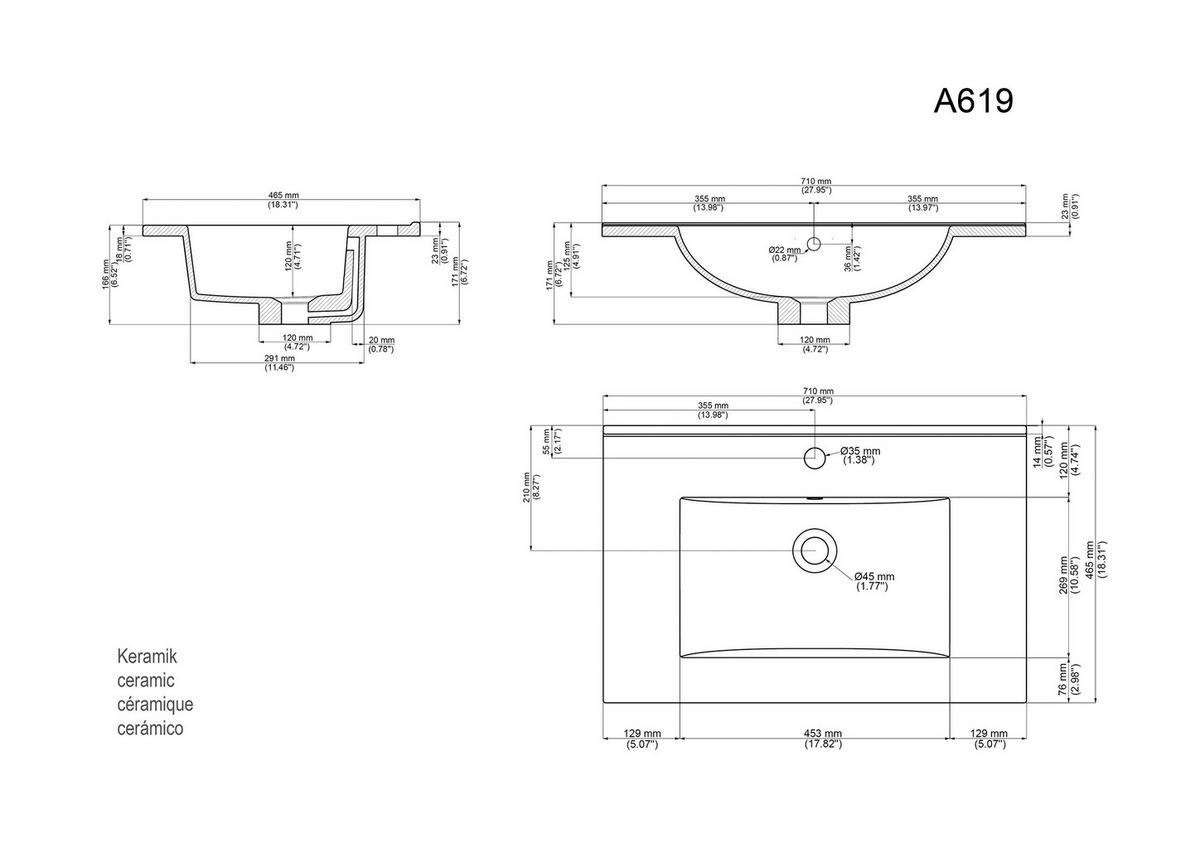 BADEZIMMER Limes, Graphitfarben B: 70 cm - Graphitfarben/Weiß, Basics, Keramik/Holzwerkstoff (70cm) - MID.YOU