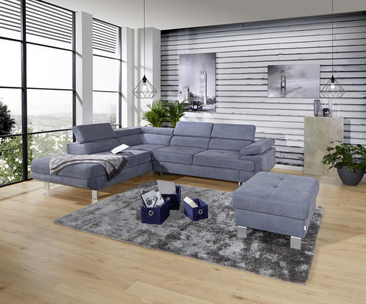 Ecksofa Mit Schlaffunktion & Bettkasten Savona Blaugrau - Blaugrau, MODERN, Textil (230/270cm) - Ondega