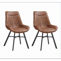 STUHL-SET Samuel Cognac, B: 53 cm - Cognac/Schwarz, MODERN, Textil/Metall (53/87/63,5cm) - MID.YOU
