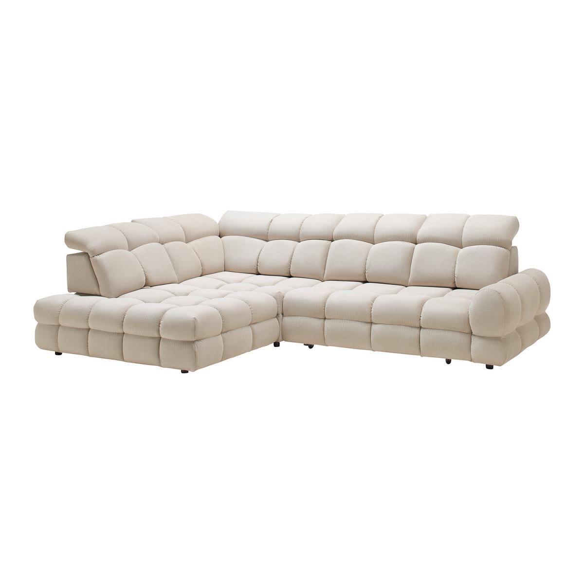 Rohová sedačka TOLLO L, ľavá, béžová, elektrický výsuv - čierna/béžová, Modern, drevo/kompozitné drevo (217/86-105/302cm) - Premium Living