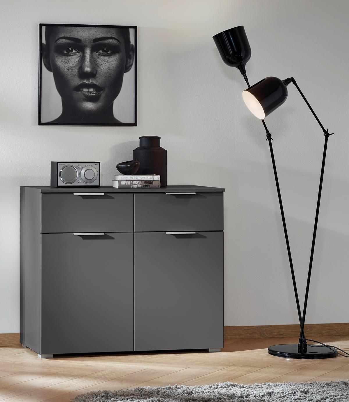 Kommode Alabama, Grau B: 80 Cm - Alufarben/Grau, MODERN, Holzwerkstoff (80/81/42cm) - Rauch Möbel