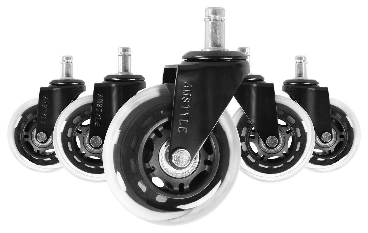 Drehstuhlrolle Ø 7,5 cm 5er-Set - Schwarz, Basics, Kunststoff (7,5cm) - MID.YOU