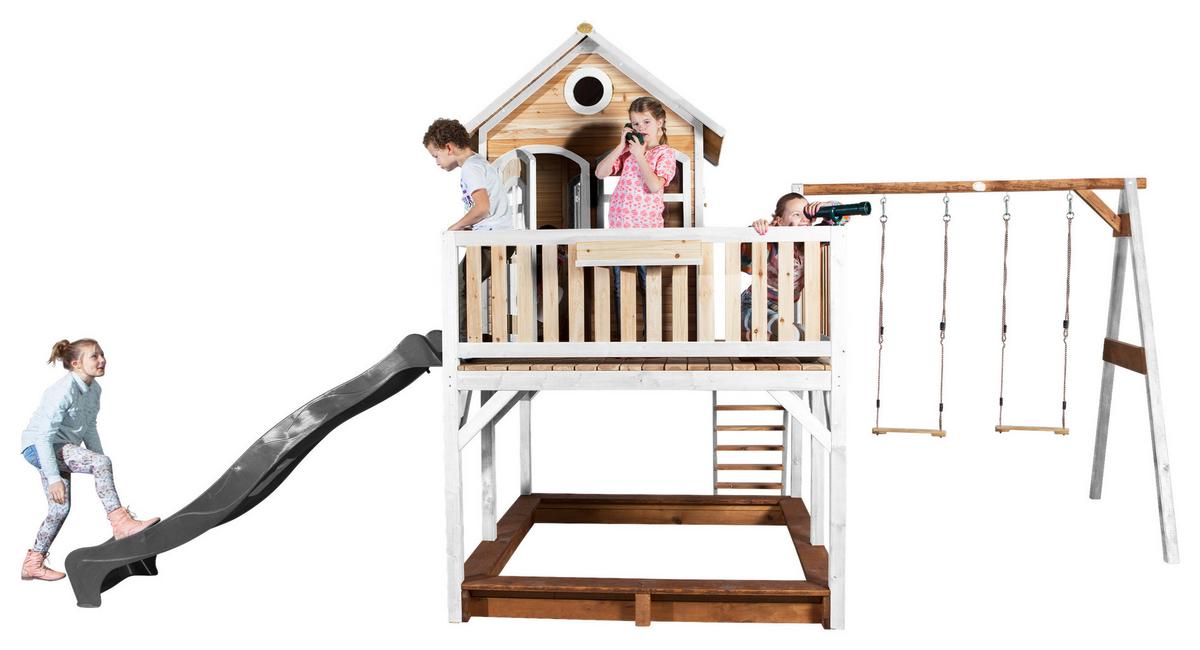 Spielturm A030.153.81 - Braun/Weiß, KONVENTIONELL, Holz (613/291/277cm) - Ambia Garden