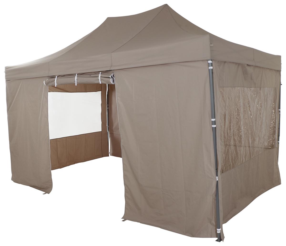 Pavillon L30551 450x300 Cm Seitenteilen + Uv-Beständig - Taupe, KONVENTIONELL, Textil/Metall (450/330/300cm) - Siena Garden