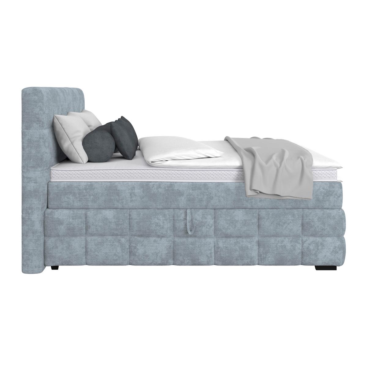 Čalouněná postel VEGA 180x200 cm, světle modrá - černá/světle modrá, Trend, dřevo/textil (180/200cm)