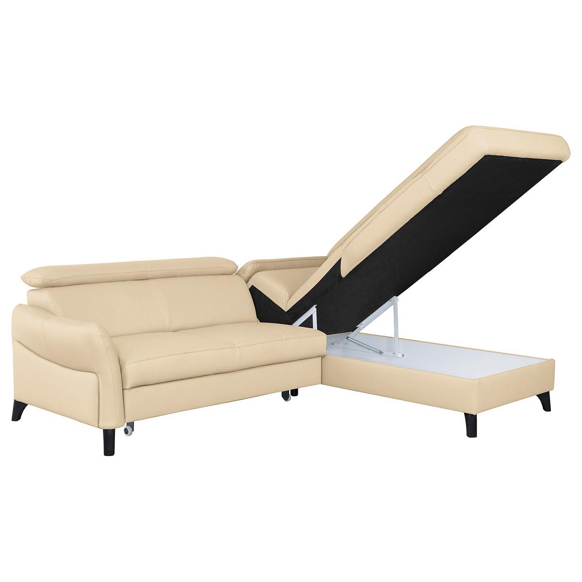 Ecksofa Note New Teilleder Beige 244x199 - Beige/Schwarz, Design, Leder/Textil (244/199cm) - Livetastic