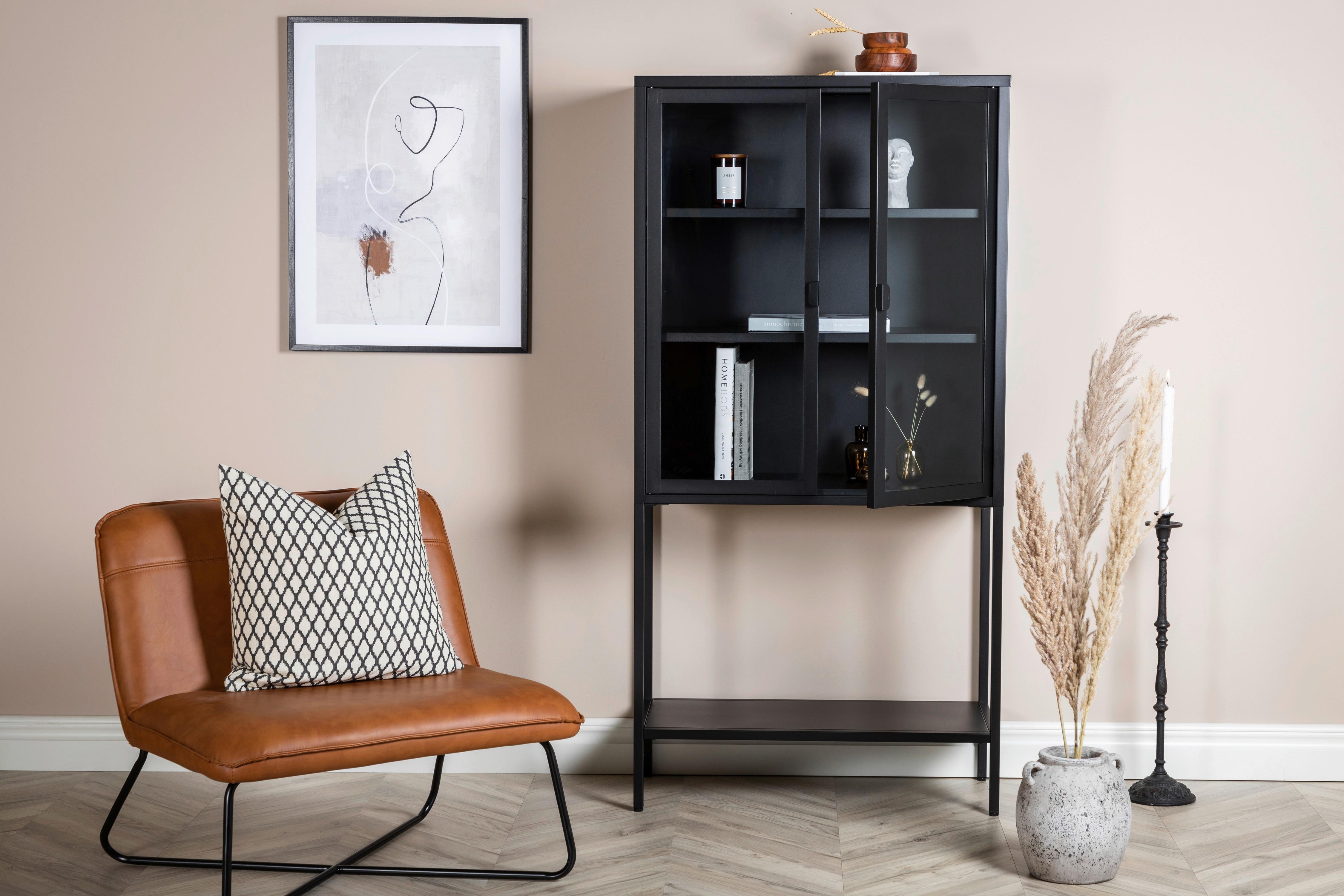 Vitrine Misha - Schwarz, Design, Metall (75/150/35cm) - Livetastic