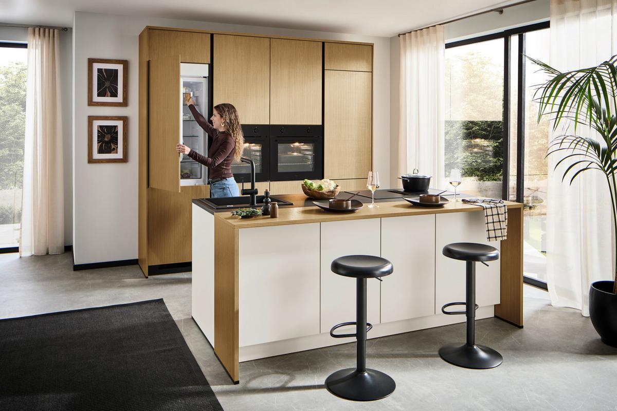 Einbauküche Stripe/Clean - Eichefarben/Anthrazit, MODERN, Holzwerkstoff (249,2cm) - Express-Kuechen