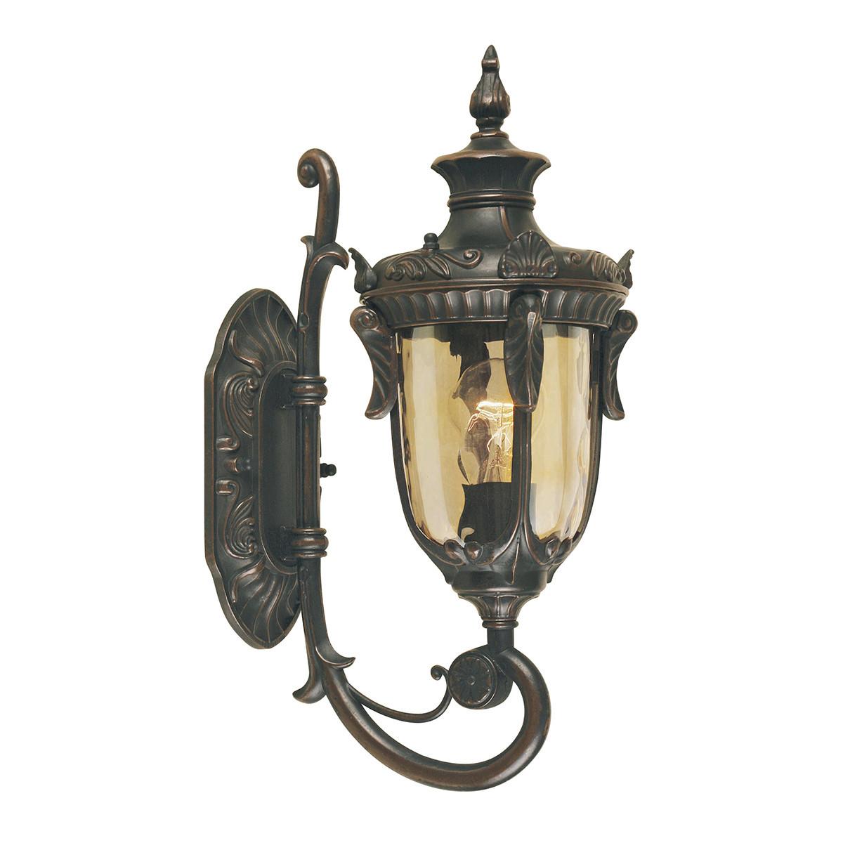 Außenwandleuchte 100 Watt Metall Glas, Wandmontage - Bronzefarben, Natur, Glas/Metall (43/17/24cm) - Elstead Lighting