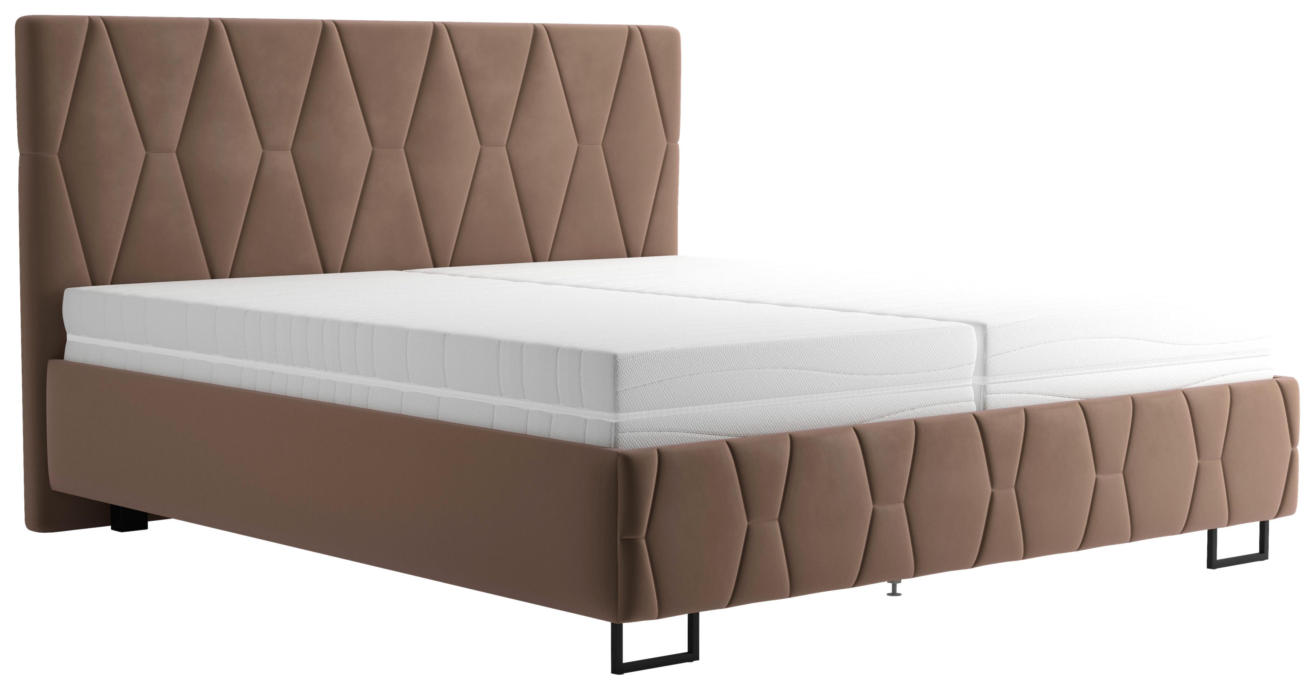 Čalúnená posteľ ATESSA 180x200 cm, sivohnedá - prírodná farba/taupe, Modern, drevo/textil (180/200cm)