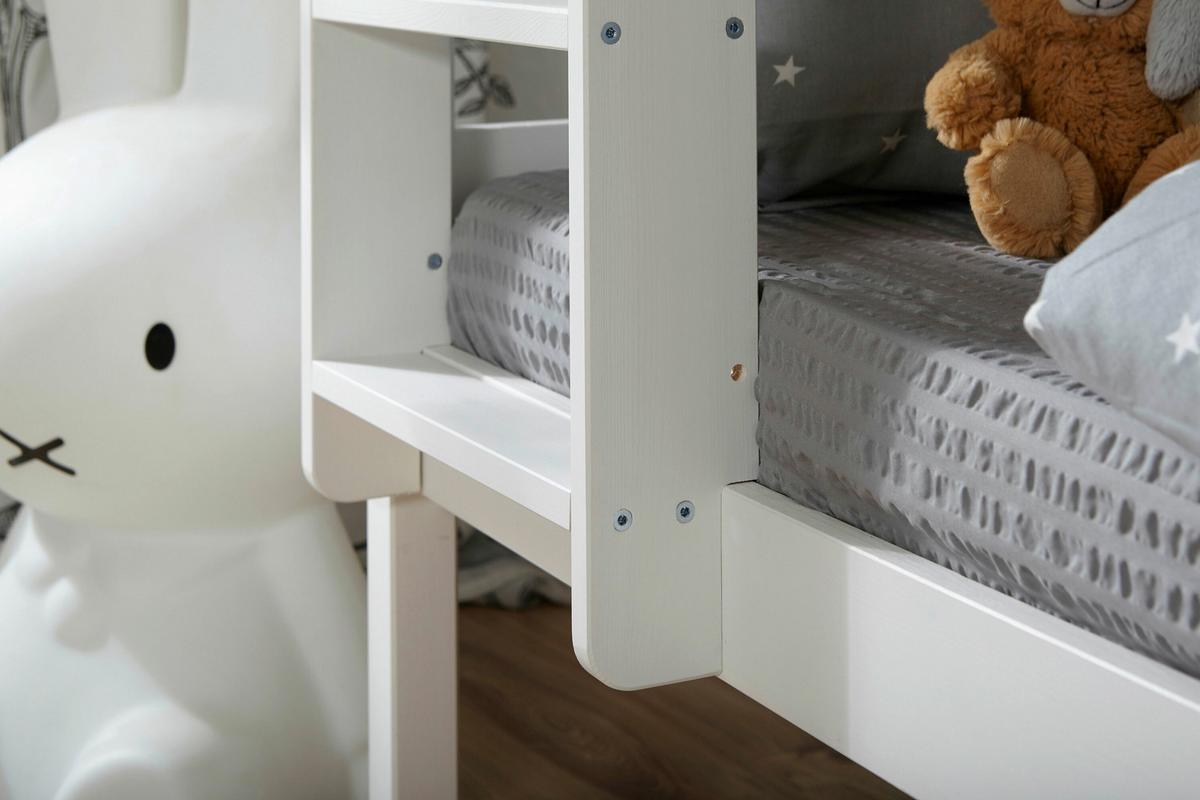 Etagenbett Finn Weiß Kiefer Massiv Mit Leiter - Weiß, MODERN, Holz (90/200cm) - MID.YOU