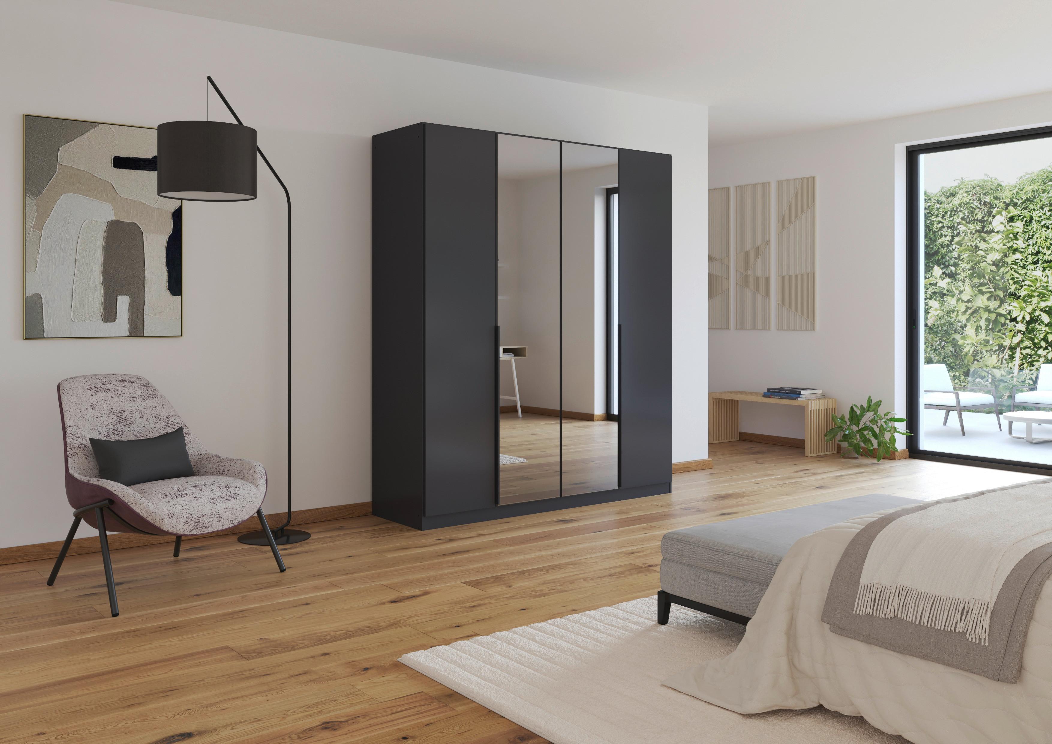 Drehtürenschrank Skyla Grau/Glas B: 181 cm - Grau, MODERN, Holzwerkstoff (181/210/54cm) - Rauch Möbel