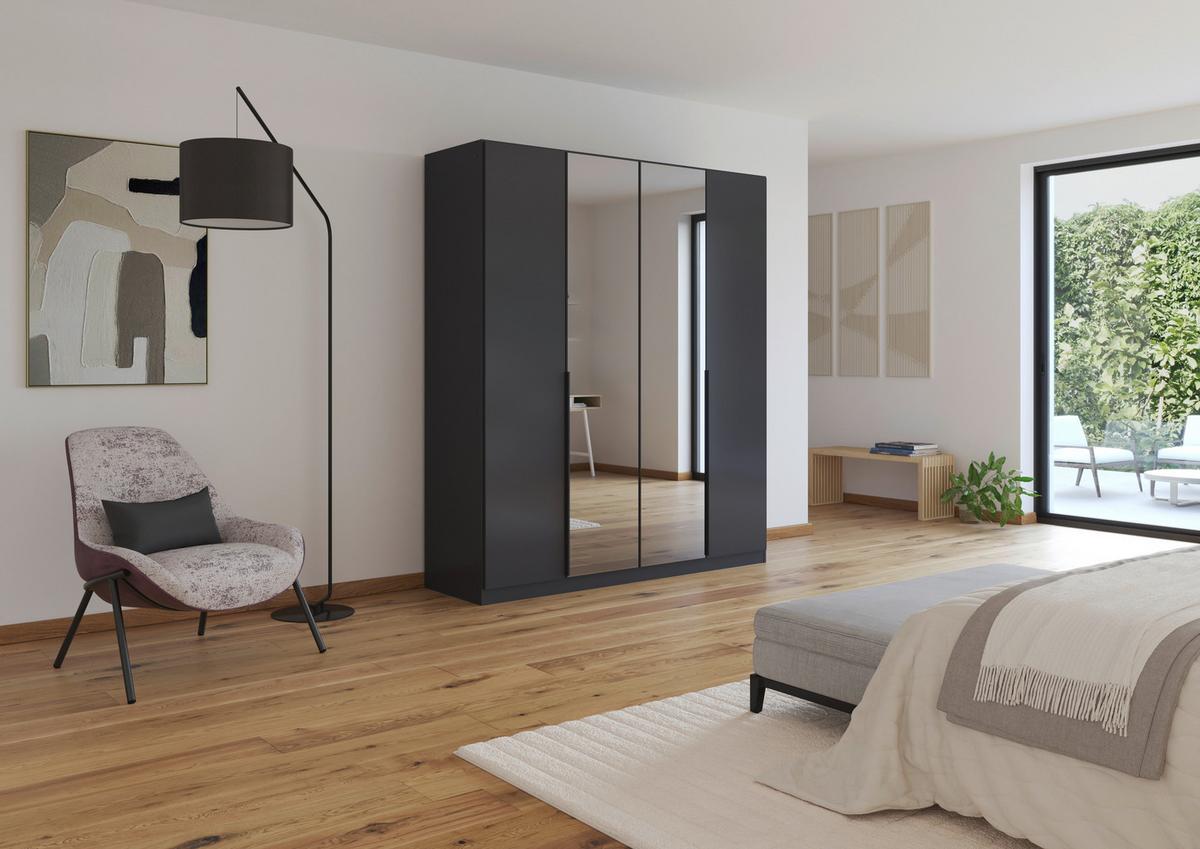 Drehtürenschrank Skyla Grau/glas B: 181 Cm - Grau, MODERN, Holzwerkstoff (181/210/54cm) - Rauch Möbel