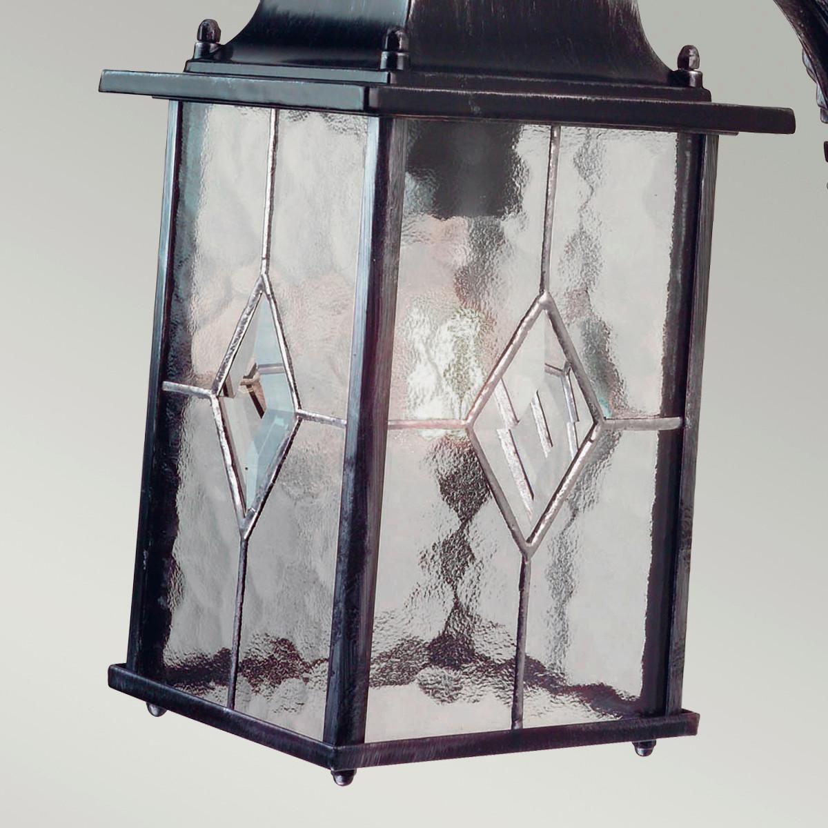 Außenwandleuchte 100 Watt Metall Glas, Wandmontage - Silberfarben/Schwarz, KONVENTIONELL, Glas/Metall (15.9/37/28.6cm) - Elstead Lighting