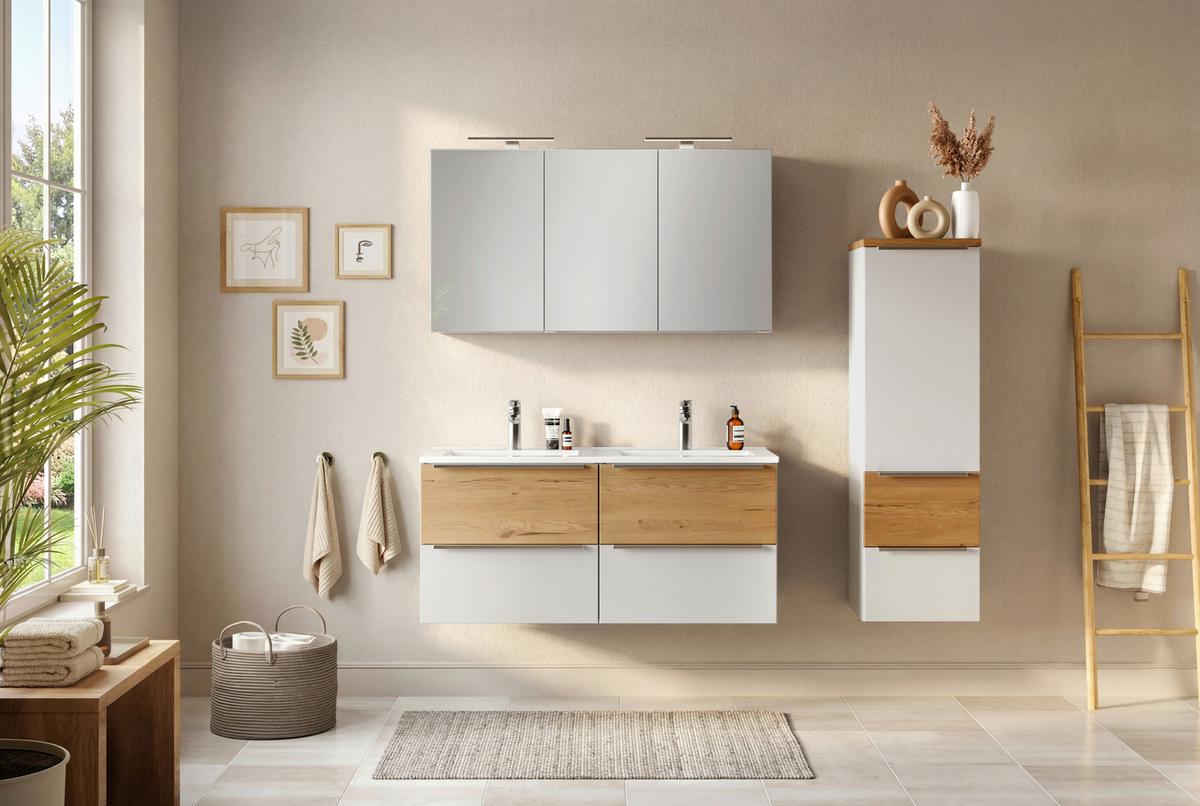 SPIEGELSCHRANK Verona Weiß B: 120cm - Weiß, Trend, Glas/Holzwerkstoff (120/64/20cm) - Held
