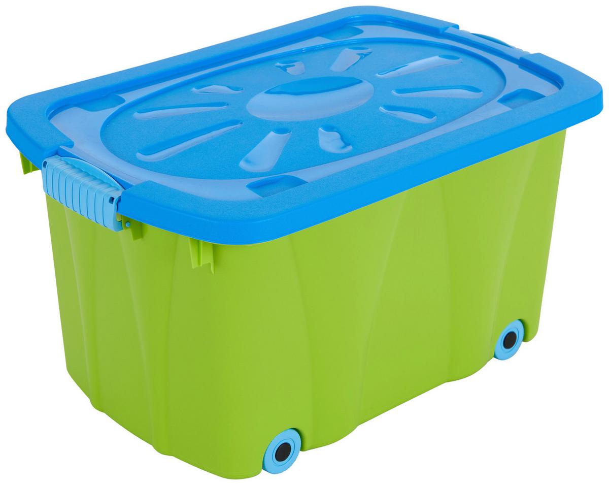 Aufbewahrungsbox Klipper + Deckel Kunststoff 58x37x31cm - Blau/Grün, Basics, Kunststoff (58/37/31cm) - Homezone