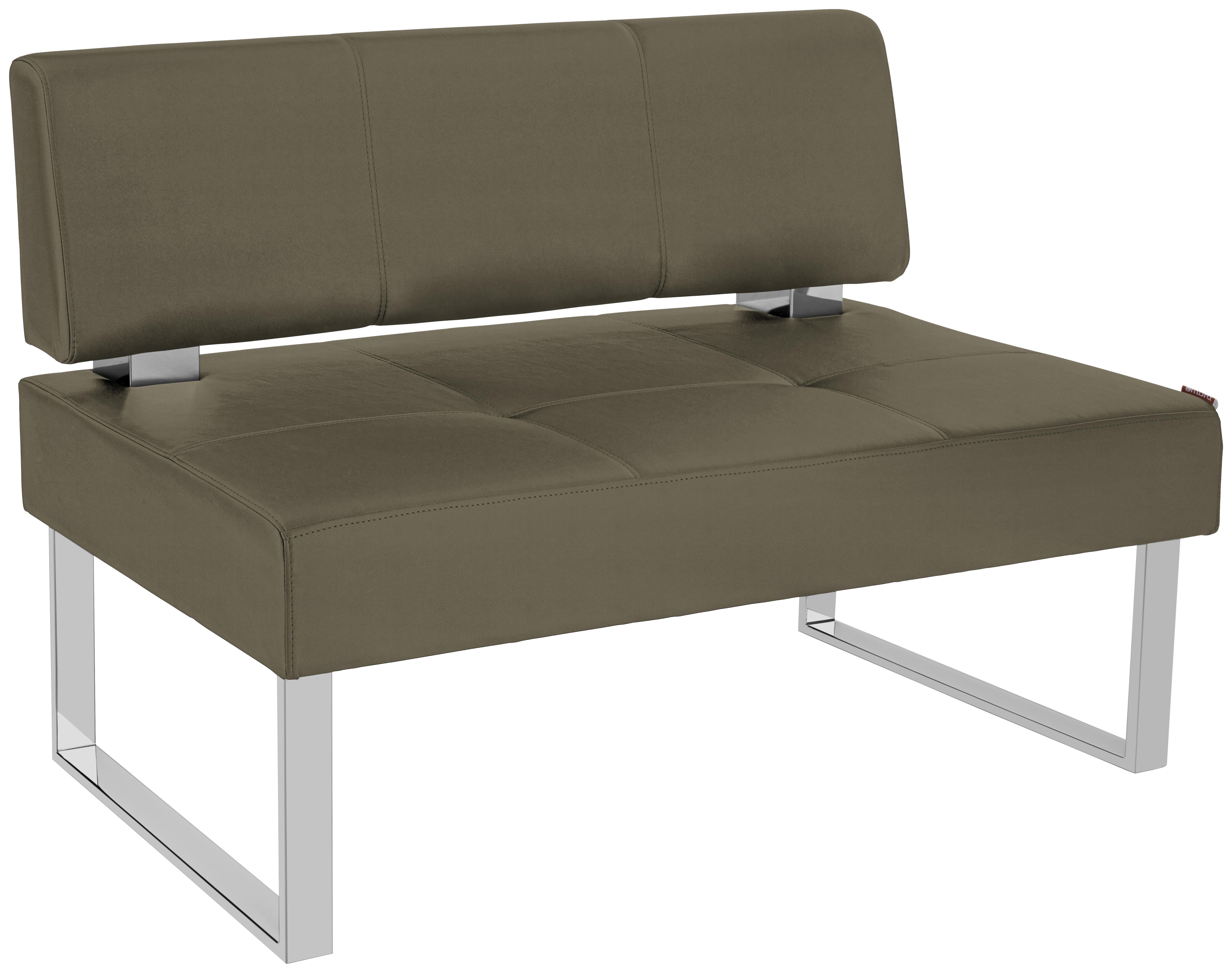 Sitzbank Rab Br - Taupe, MODERN, Leder/Metall (130/50/62cm) - Ombra