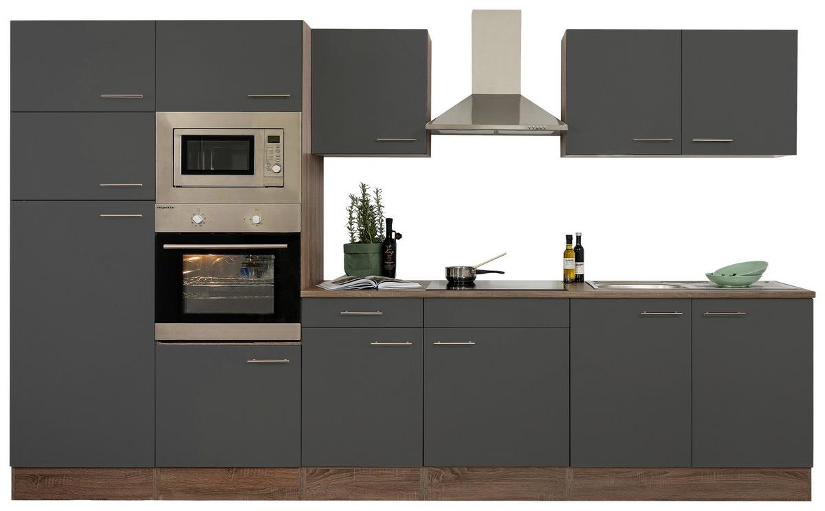 Küchenzeile ohne Geräte B: 330 cm Grau/Eiche Dekor - Eichefarben/Grau, Basics, Holzwerkstoff (330cm) - Respekta