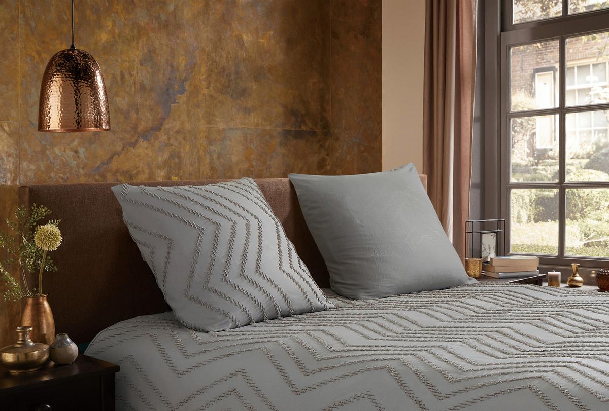 Bettwäsche Zigzag 200x200 Cm Braun Taupe Graubraun - Grau, Basics, Textil (200/200cm)