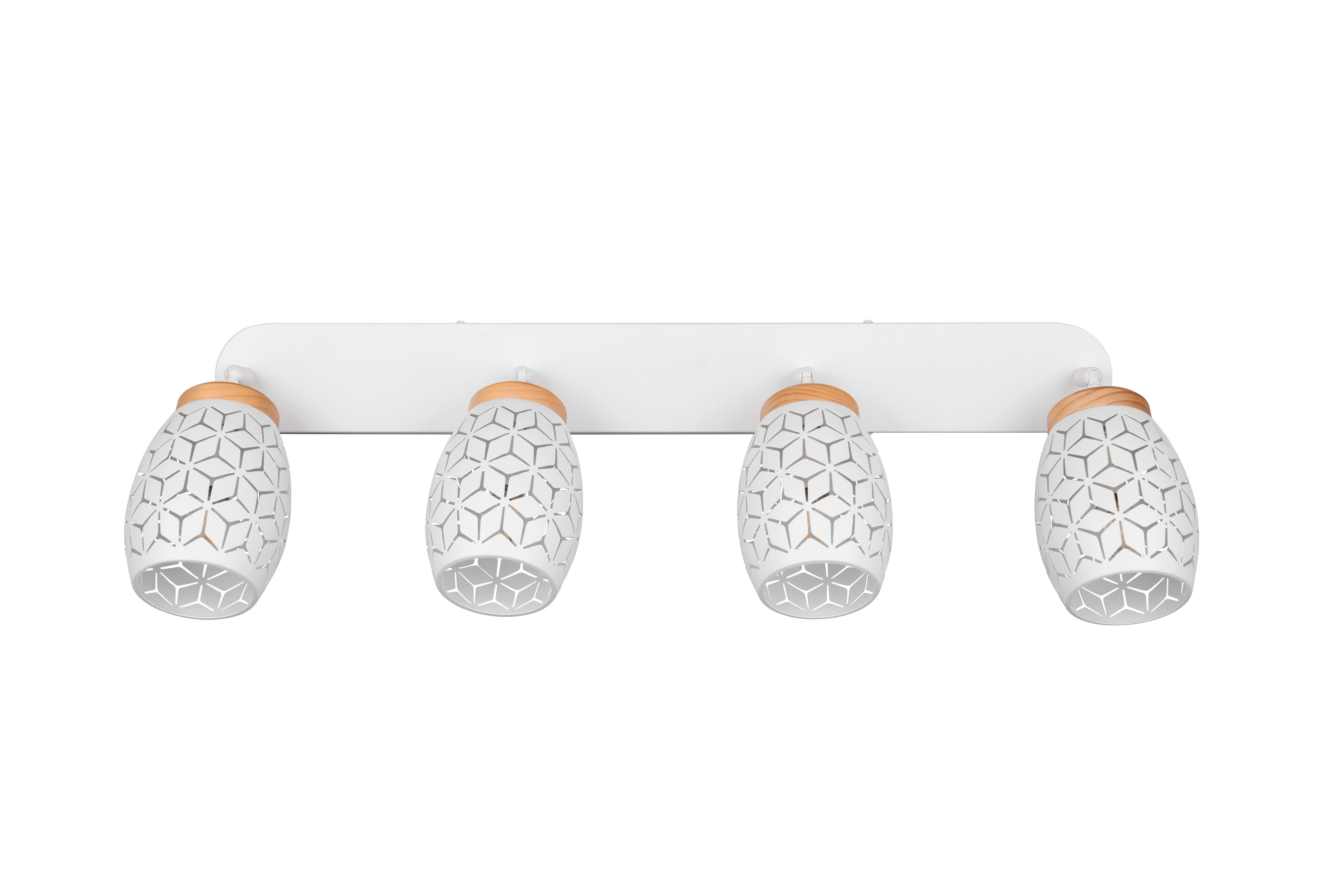 Deckenstrahler Bidar Naturfarben Weiß L: 74 Cm - Naturfarben/Weiß, Trend, Holz/Metall (74/27/12cm)