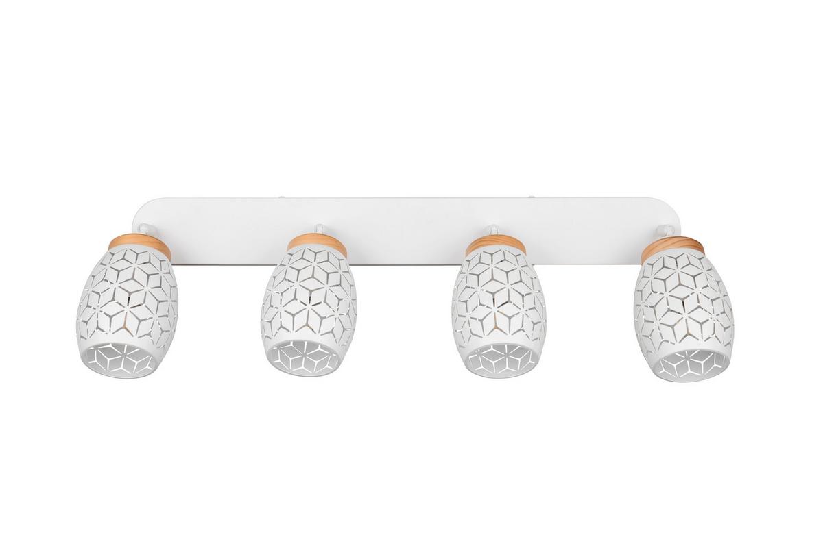 Deckenstrahler Bidar Naturfarben Weiß L: 74 Cm - Naturfarben/Weiß, Trend, Holz/Metall (74/27/12cm)