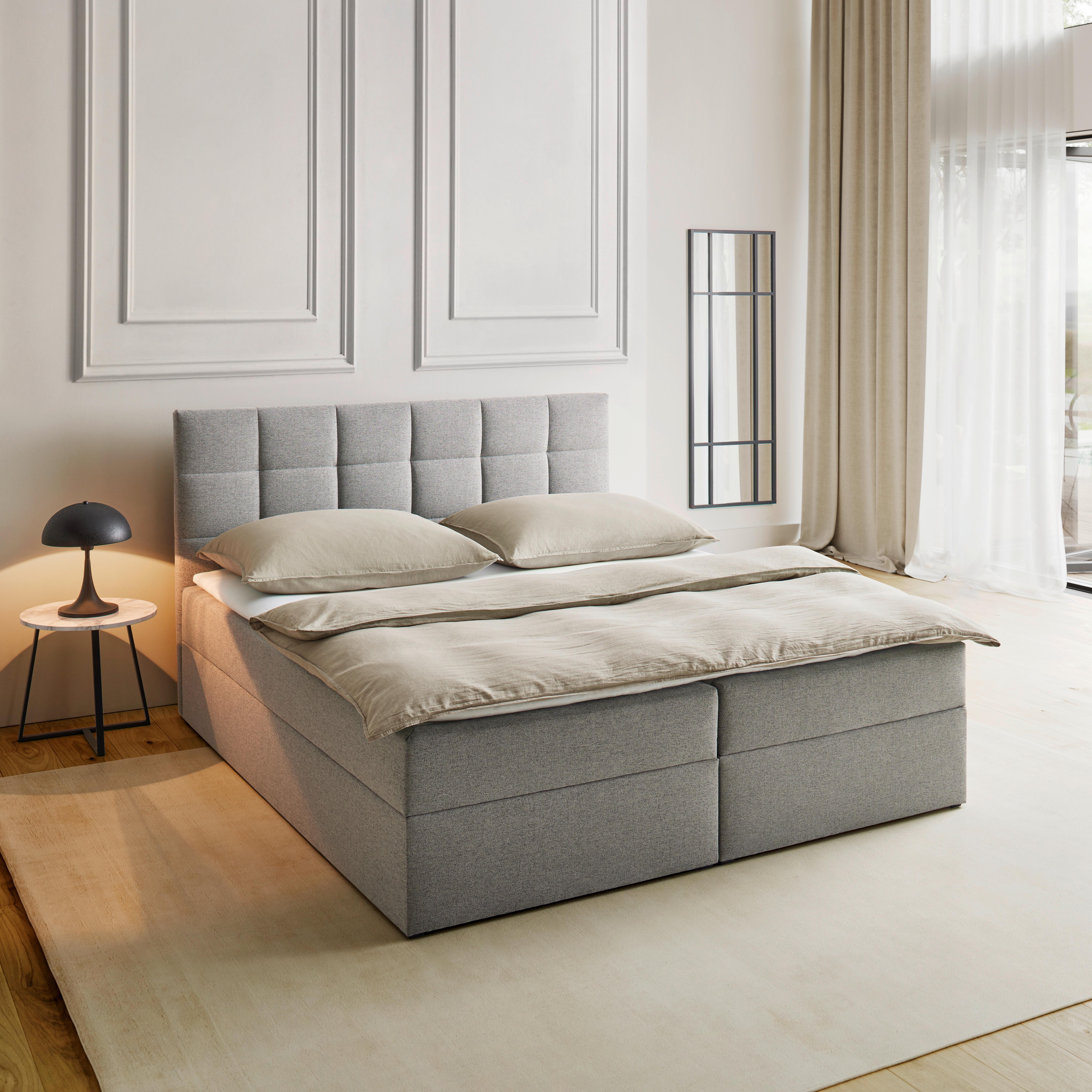 Posteľ boxspring NICOLE 180x200 - čierna/sivá, Modern, drevo/kompozitné drevo (180/200cm)