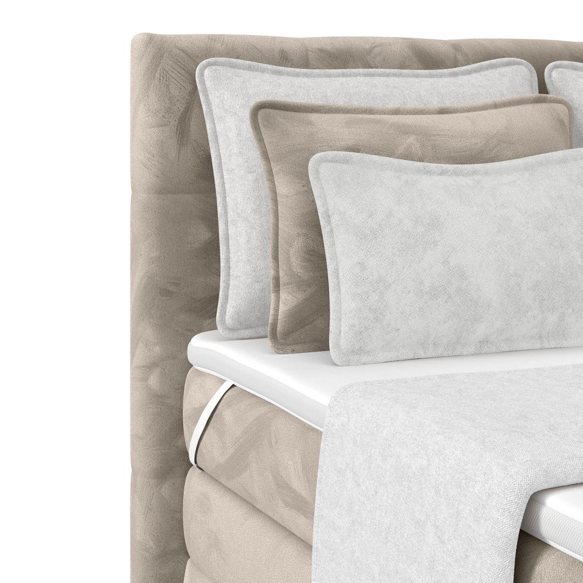 Boxspringbett mit Topper und Bettkasten 140x200 cm Medino - Taupe, KONVENTIONELL, Holz/Holzwerkstoff (140/200cm) - Luca Bessoni