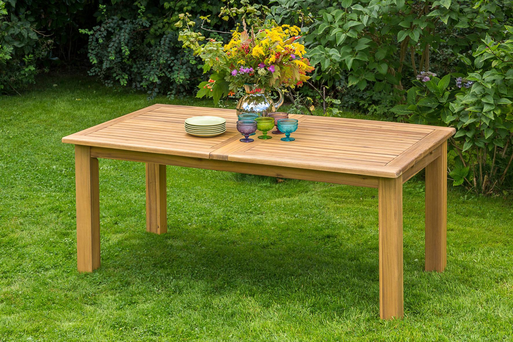 Gartentisch Ausziehbar Paraiba Akazienholz L: 180 Cm - Akaziefarben, ROMANTIK / LANDHAUS, Holz (180-260/100/75cm) - Gardenson