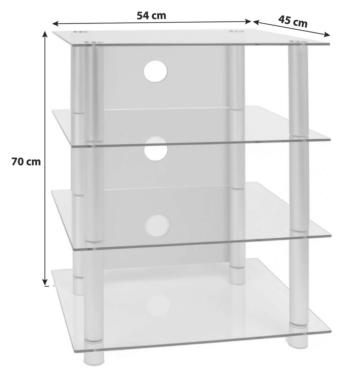 Phonotisch Blados B: 54 cm Silberfarben, Glas - Silberfarben, KONVENTIONELL, Glas/Metall (54/70/45cm) - MID.YOU