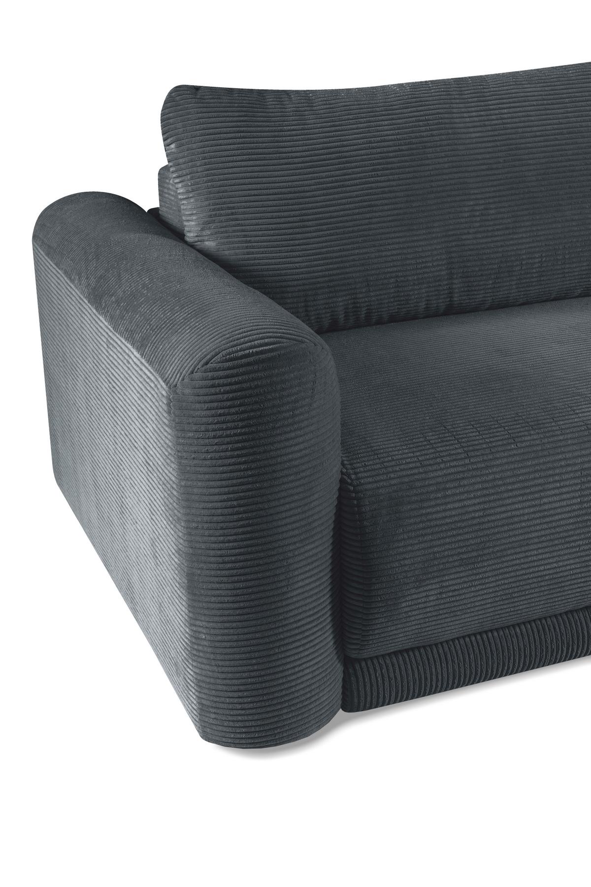 Schlafsofa Norman Grau B: 252cm - Schwarz/Grau, Design, Textil (252/93/167cm) - Livetastic