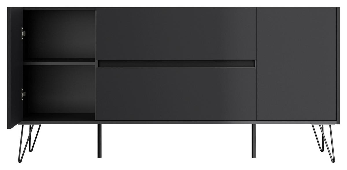 Sideboard Posseik Industrial Graphitfarben B: 155 cm - Schwarz/Graphitfarben, Design, Holzwerkstoff (155/75,8/42cm) - P & B