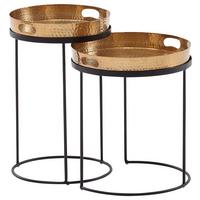 Beistelltisch 2-teilig Gold/schwarz - Goldfarben/Schwarz, MODERN, Metall (32,5/32,5/53cm) - MID.YOU