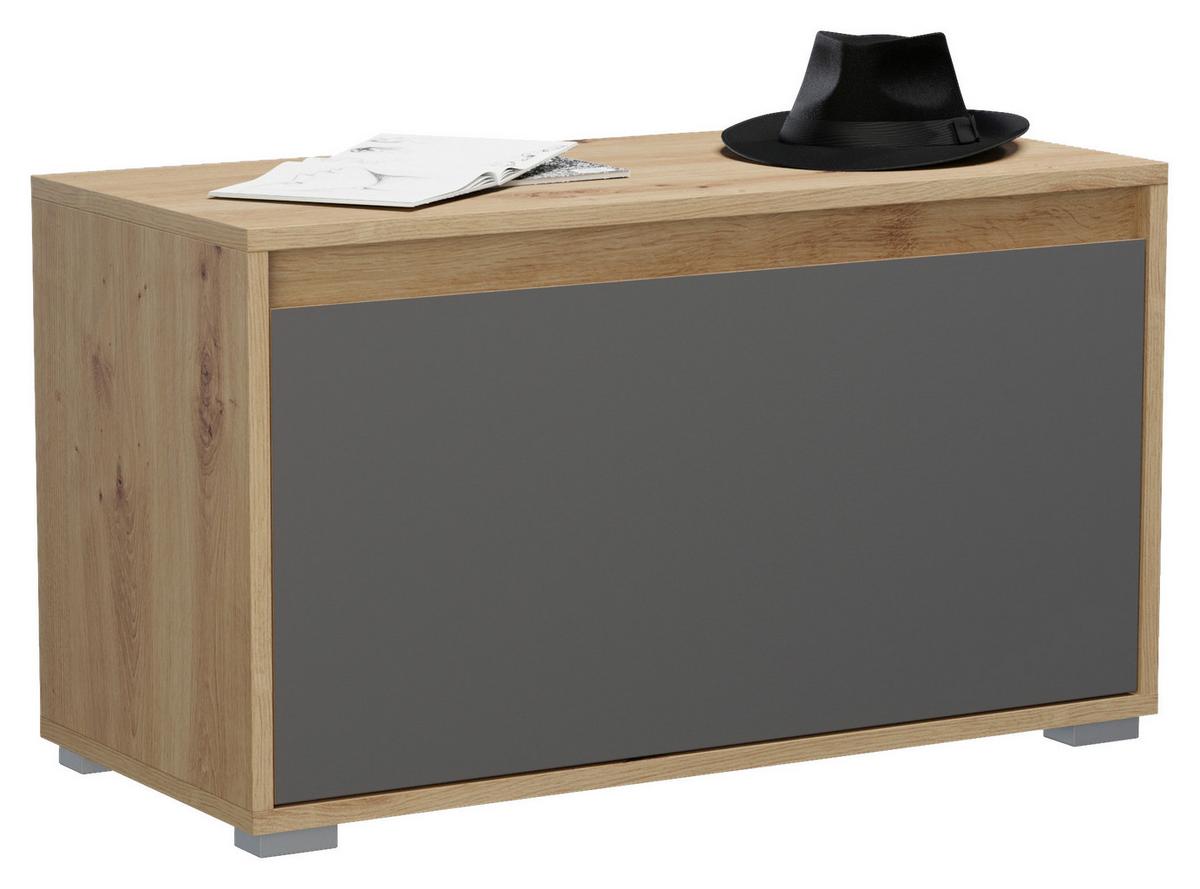 Garderobenbank Torino B: 76 cm 1 Tür Grau/Eiche Artisan - Silberfarben/Eiche Artisan, MODERN, Holzwerkstoff (76/44/35cm) - MID.YOU