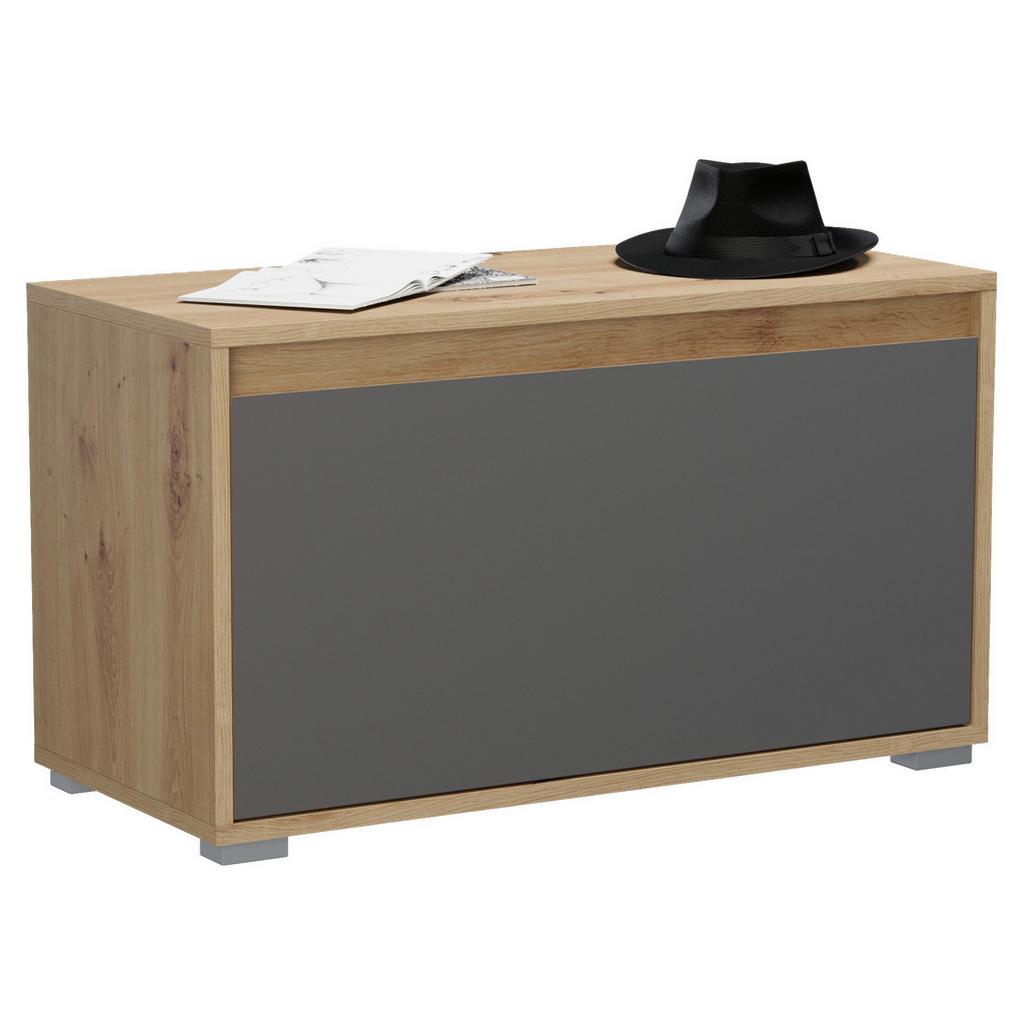 Garderobenbank Torino B: 76 cm 1 Tür Grau/Eiche Artisan