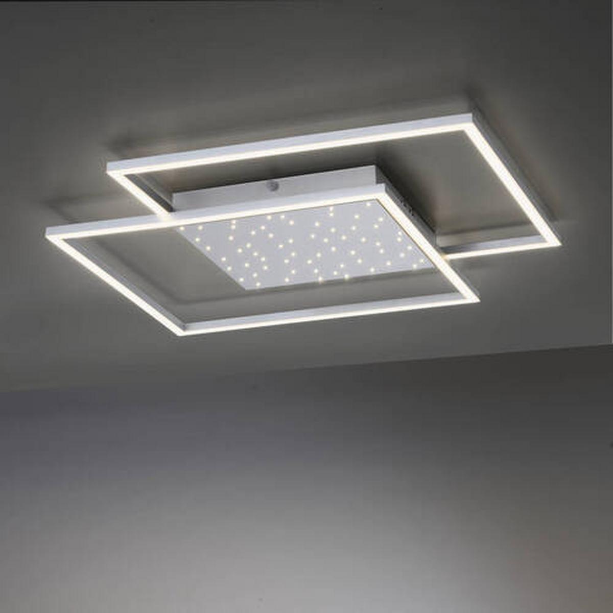LED-Deckenleuchte YUKi L: 67 cm mit Sternenhimmel - Grau, Design, Metall (67/67/5cm) - Paul Neuhaus