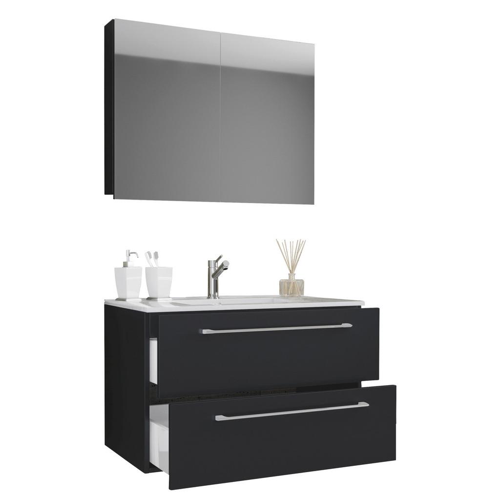 Badezimmer 3-tlg. Badinos 60 cm, Schwarz