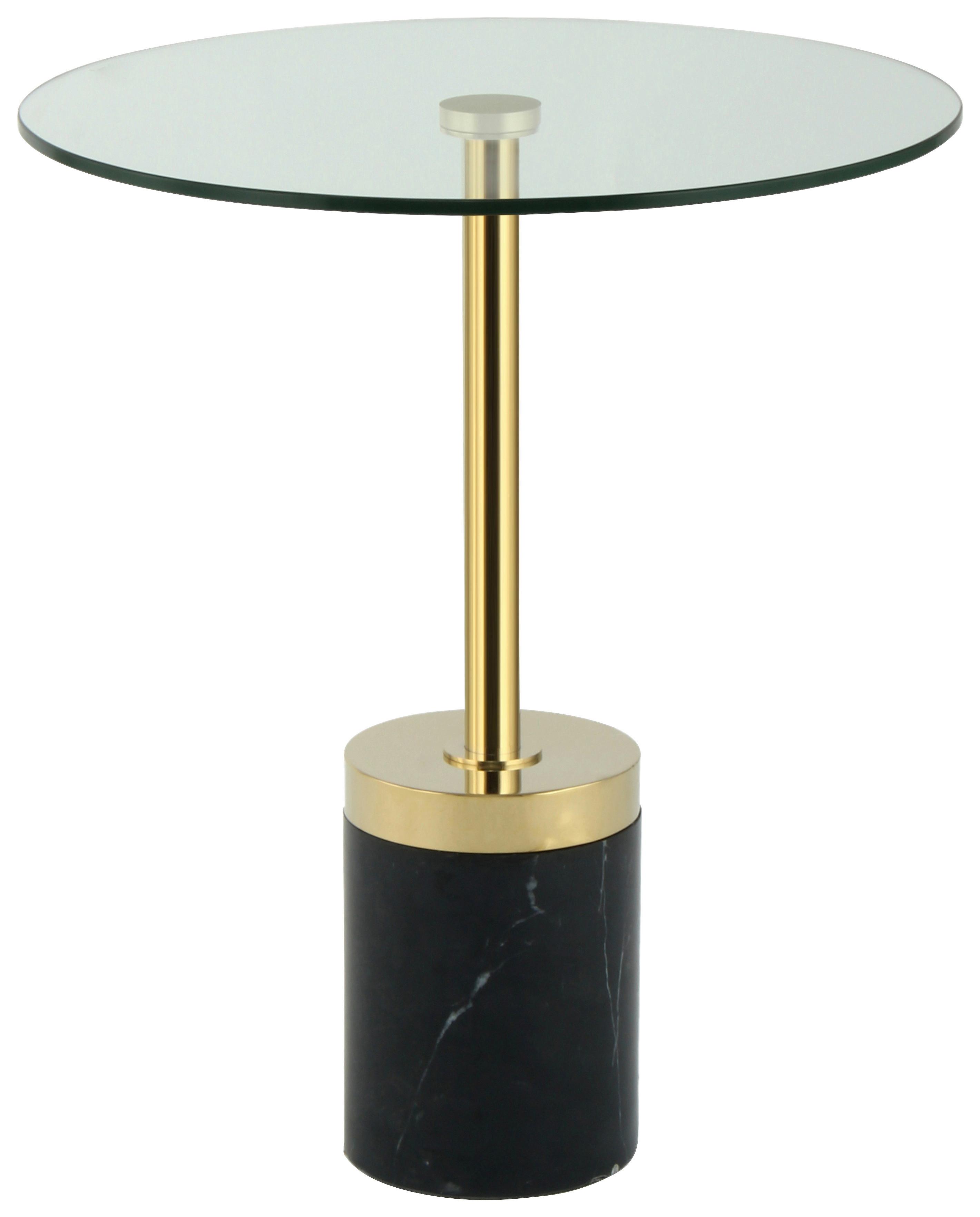 Beistelltisch Lana 125 Goldfarben/Schwarz B: 53 cm - Goldfarben/Schwarz, Design, Glas/Stein (46/46/53cm) - Kayoom