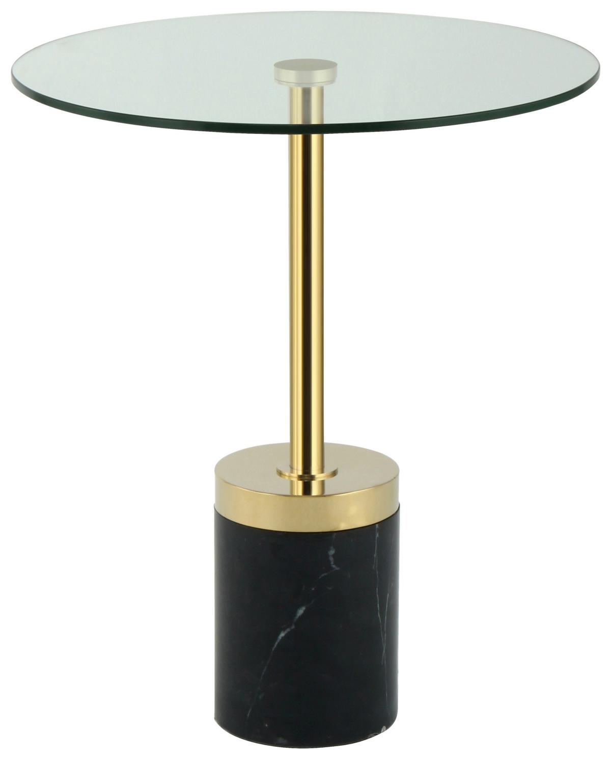 Beistelltisch Lana 125 Goldfarben/schwarz B: 53 Cm - Goldfarben/Schwarz, Design, Glas/Stein (46/46/53cm) - Kayoom