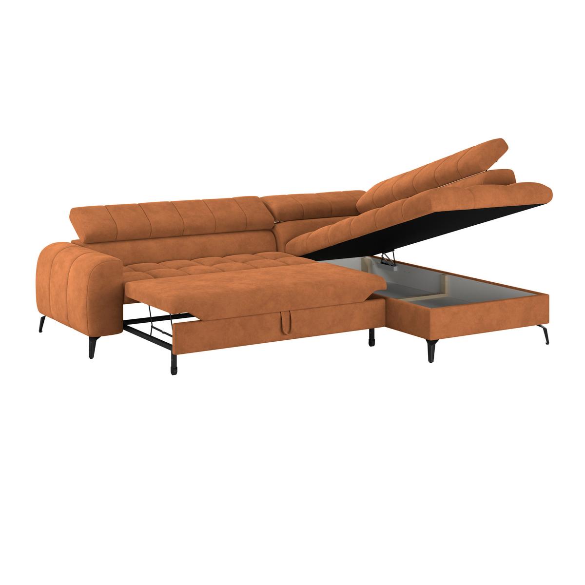 Ecksofa Volf Rechts New Rostfarben, S: 261x203 cm - Rostfarben/Schwarz, Trend, Kunststoff/Textil (261/203cm)