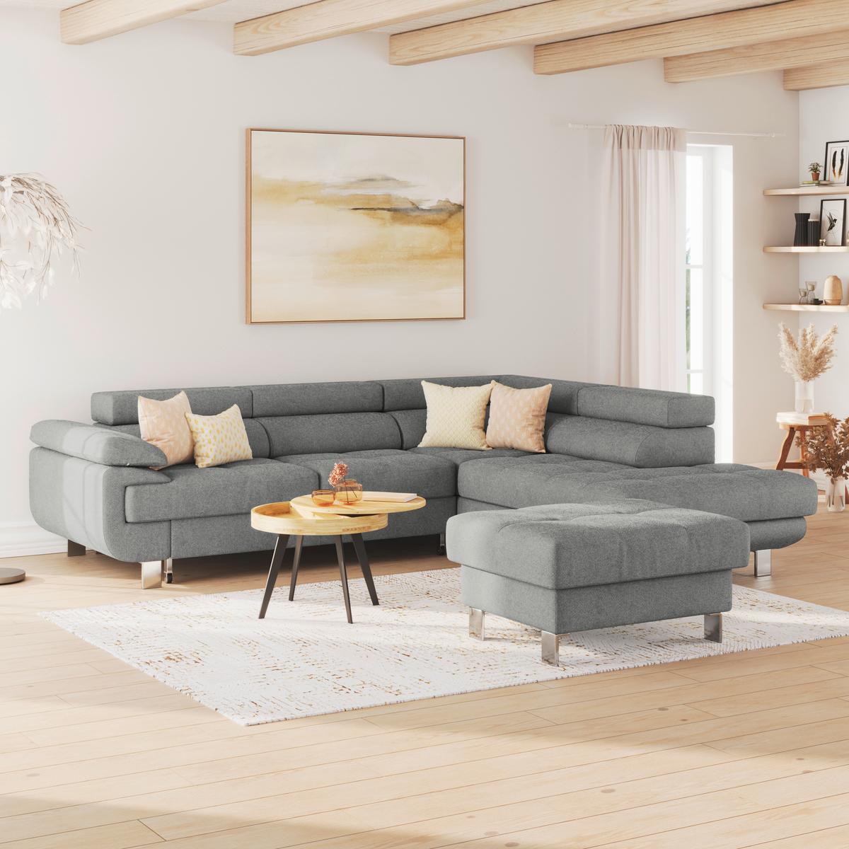 Ecksofa Savona - Dunkelgrau, MODERN, Textil (270/230cm) - Ondega
