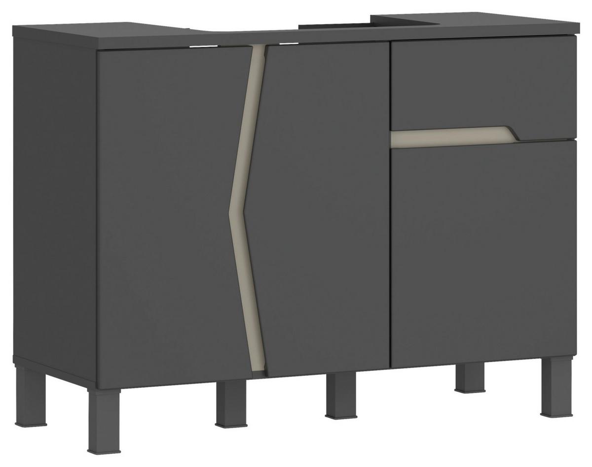 Waschtischkombi Manhattan Man Lu2 - Anthrazit/Weiß, MODERN, Keramik/Holzwerkstoff (100cm) - Luca Bessoni