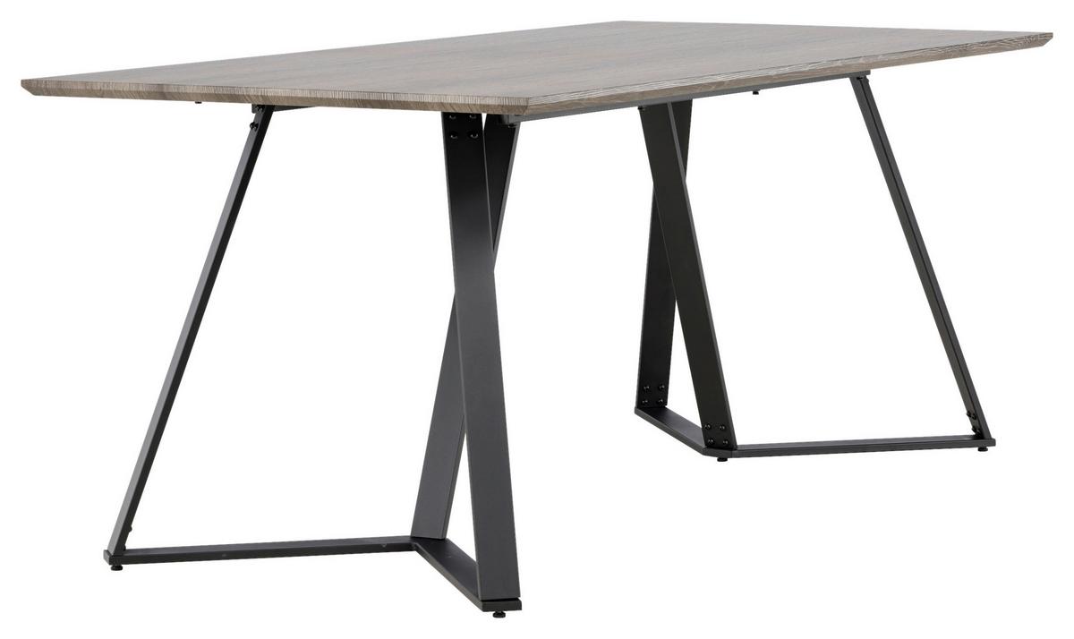Esstisch Marina - Schwarz/Grau, Design, Holzwerkstoff/Metall (180/90/75cm) - Livetastic
