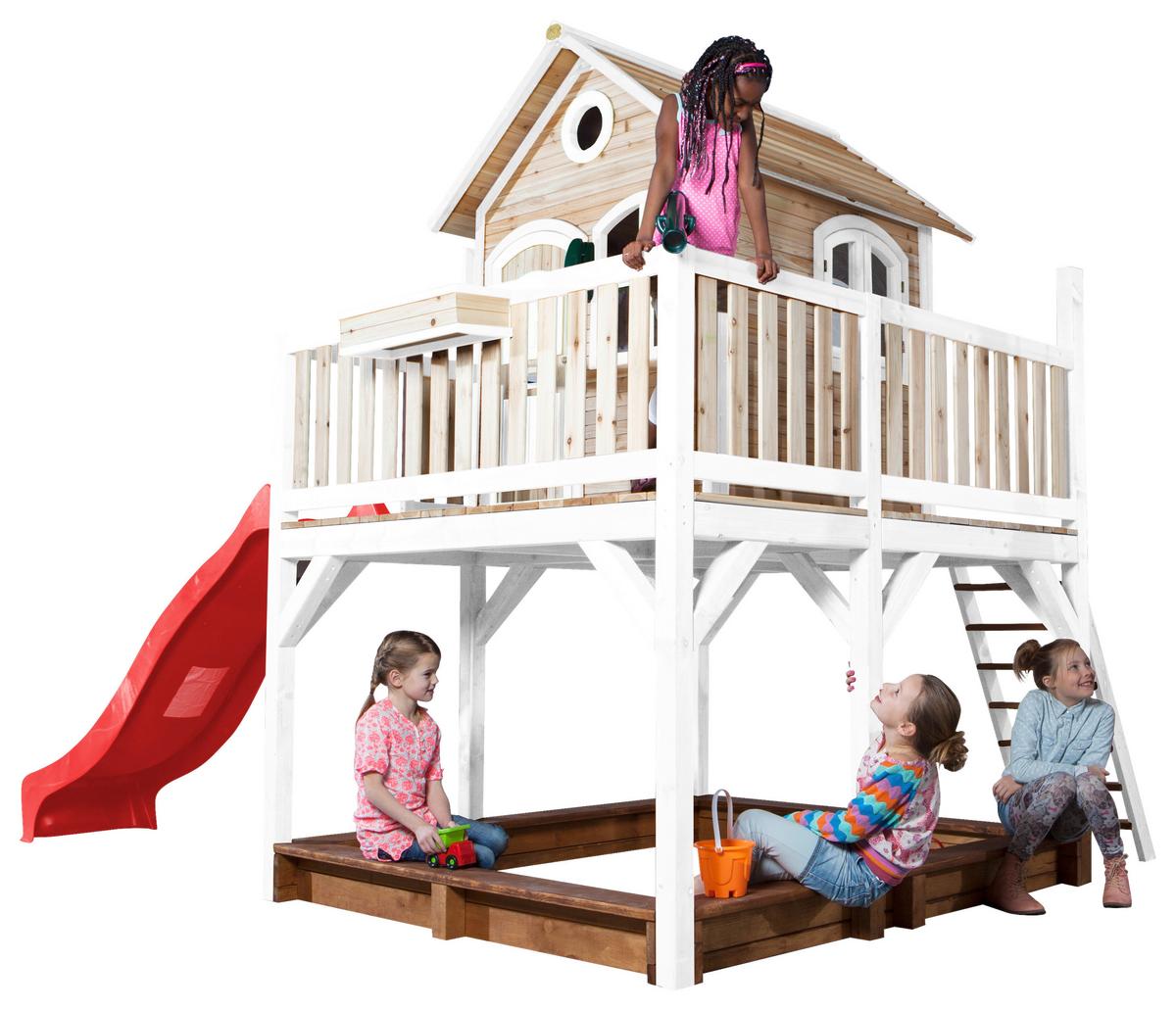Spielturm A030.151.21 - Rot/Braun, KONVENTIONELL, Holz (377/291/255cm) - Ambia Garden