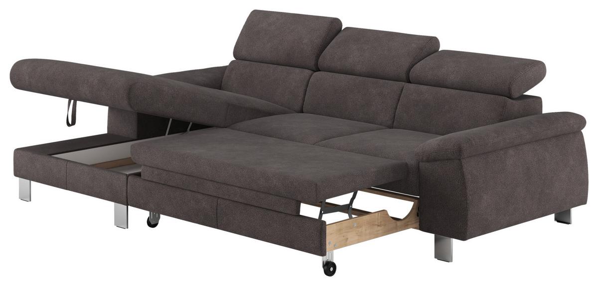 Ecksofa Micky, Anthrazit S:166x244 cm - Chromfarben/Anthrazit, Design, Textil (166/244cm) - Livetastic