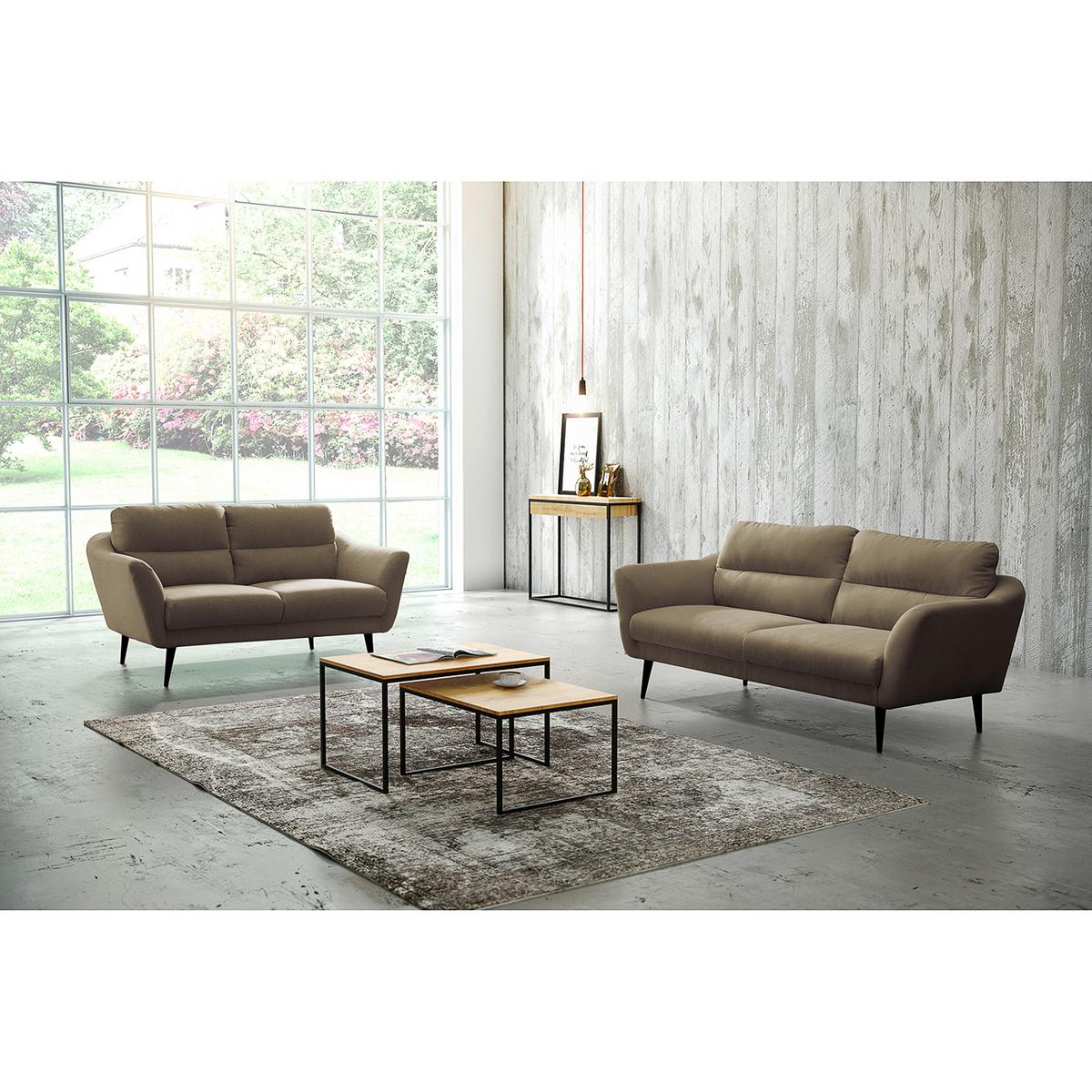 2-Sitzer-Sofa Tromso Braun B: 158 cm - Schwarz/Braun, Design, Textil (158/87/88cm) - Livetastic