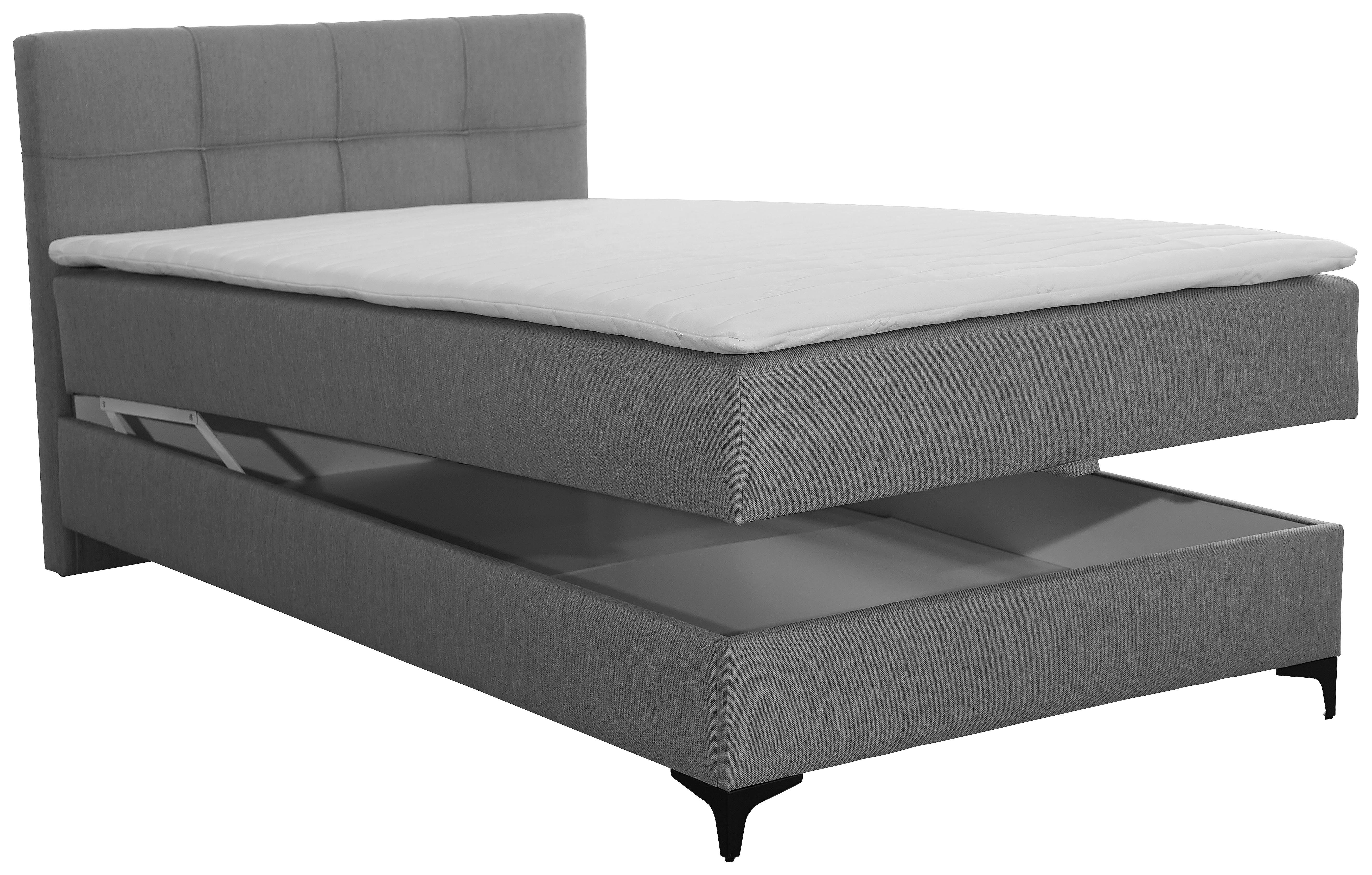 Boxspringbett 120x200 Cm Freddie - Dunkelgrau/Schwarz, MODERN, Textil (120/200cm) - MID.YOU