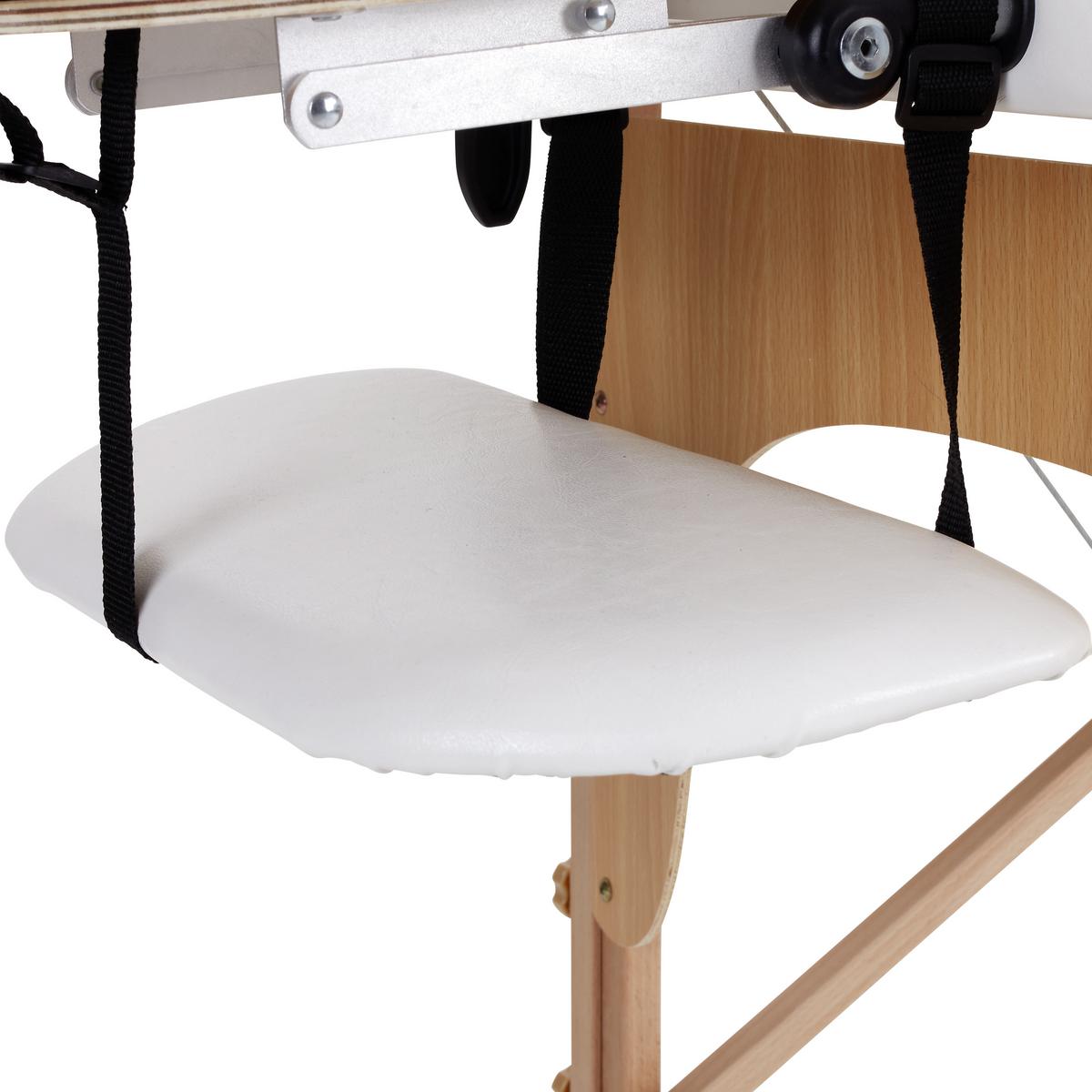 Massageliege Wooden Weiß Holzgestell, Höhenverstellbar - Beige/Buchefarben, MODERN, Holz/Holzwerkstoff (185/70/62-85cm) - Ondega