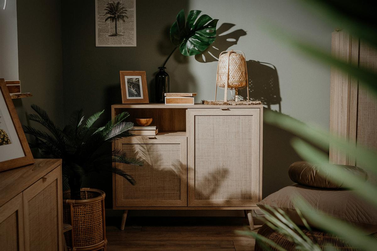 Kommode B 101,5 cm Bali, Sonoma Eiche/Geflechtsoptik - Sonoma Eiche, Natur, Holzwerkstoff (101,5/87/40cm) - MID.YOU