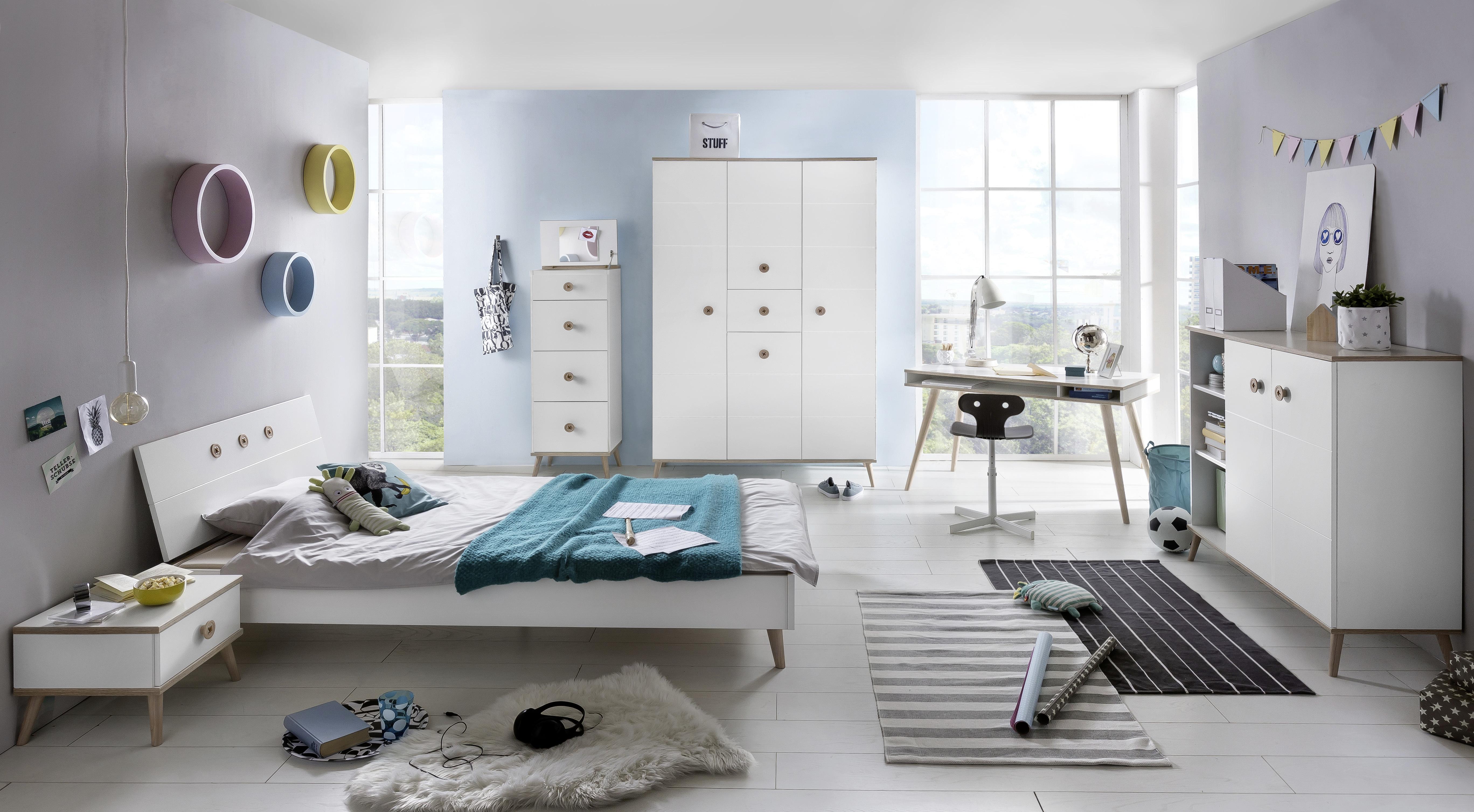 Ágykeret Billund 140/200 Cm - tölgyfa/fehér, Modern, faalapú anyag/fa (140/200cm) - MID.YOU