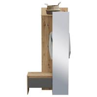 Garderobe Torino Grau/Eichef. Dekor B: 90 cm Mit Spiegel - Eiche Artisan/Grau, MODERN, Glas/Holzwerkstoff (90/180/39cm) - MID.YOU